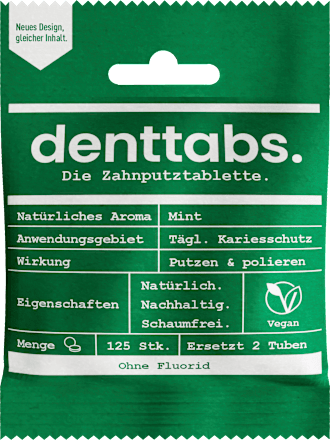 Tandenborsteltabletten fluoridevrij, 125 stuks
