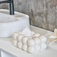 Keramische tissuebox "Bubbles", wit (25,7 x 16,2 x 10,7 cm), 1 stuk