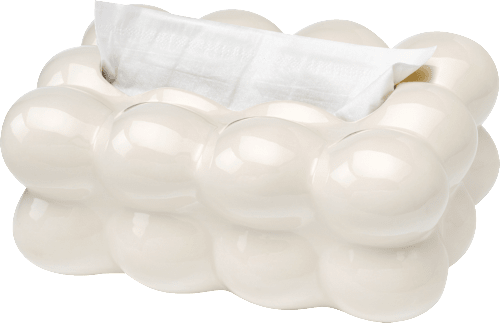 Keramische tissuebox "Bubbles", wit (25,7 x 16,2 x 10,7 cm), 1 stuk