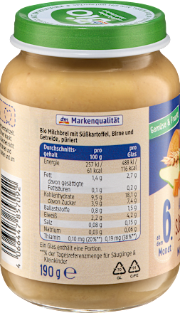 Abendbrei Süßkartoffel - Birne ab dem 6. Monat, 190 g