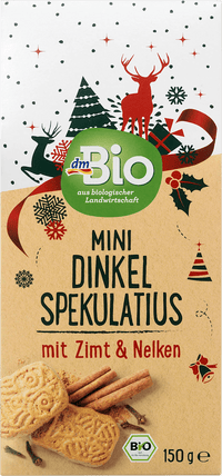 dmBio Adventsgebäck, Mini Dinkel Spekulatius mit Zimt & Nelken, 150 g