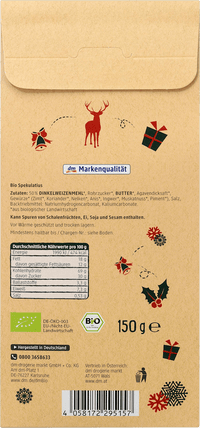 dmBio Adventsgebäck, Mini Dinkel Spekulatius mit Zimt & Nelken, 150 g