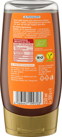 dmBio Agavensirup Pumpkin Spice, vegan, 250 ml