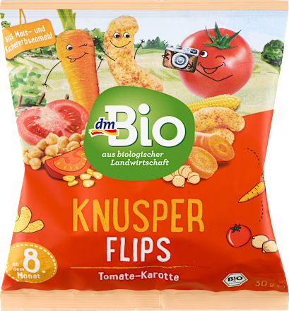 Babysnack Knusper Flips Tomate-Karotte ab 8 Monaten, 30 g