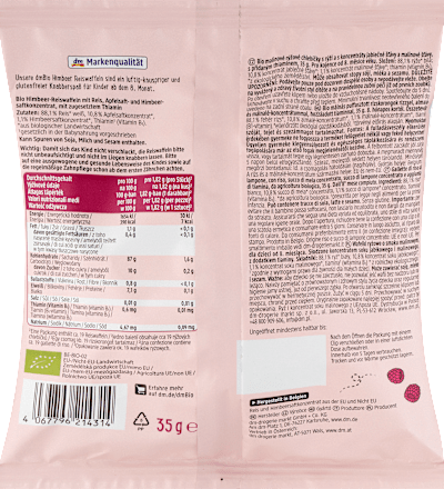 Babysnack Reiswaffeln Himbeere ab dem 8. Monat, 35 g