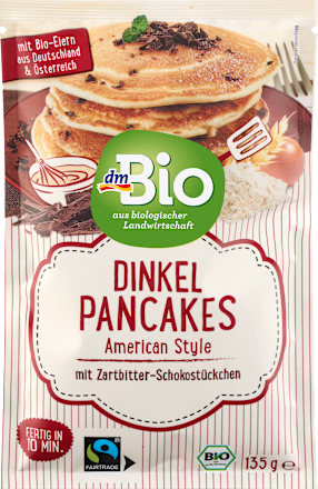 Backmischung Dinkel Pancakes mit Zartbitter-Schokostückchen, American Style, 135 g
