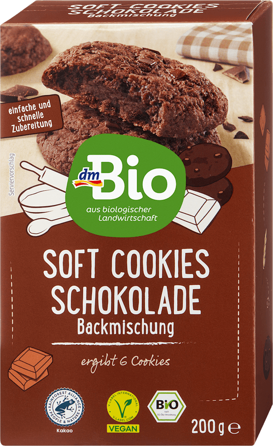 dmBio Préparation pour gâteaux, Soft Cookies au chocolat, 200 g