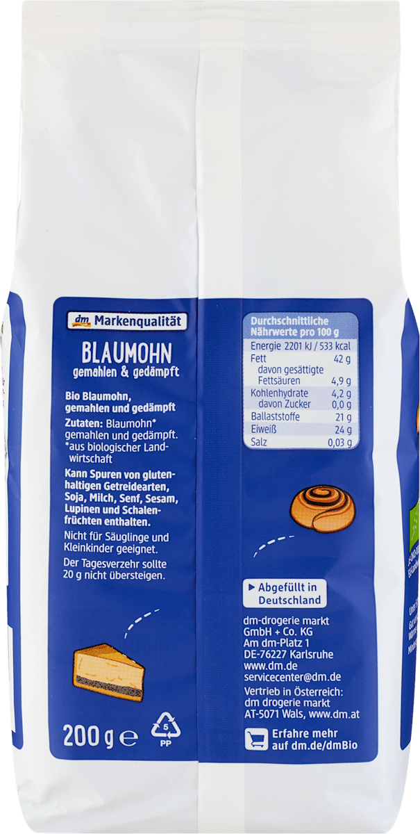 Blaumohn, gemahlen & gedämpft, 200 g