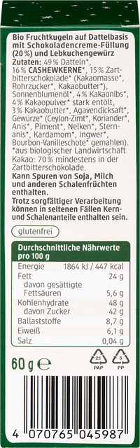 dmBio Bliss Balls, Lebkuchen, 60 g