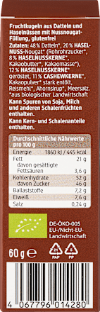 Bliss Balls, Nuss-Nougatfüllung, 60 g