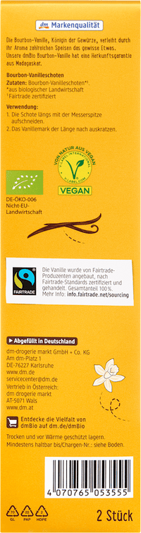 dmBio Bourbon Vanilleschote, 2 St