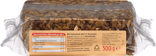 Brot, Das Pure Hafer Karotte, 300 g