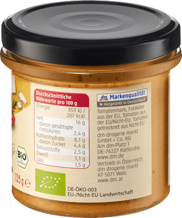 Broodbeleg, gedroogde tomaat &amp; feta, 135 g