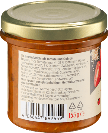 Brotaufstrich, Saatenaufstrich Tomate & Quinoa, 135 g