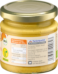 Brotaufstrich, Streichcreme Curry-Papaya Mango, 180 g