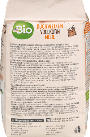 Buchweizenmehl Vollkorn, glutenfrei, 500 g