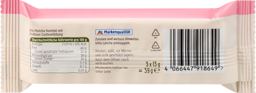 Cashewcups Matcha Erdbeere, 39 g
