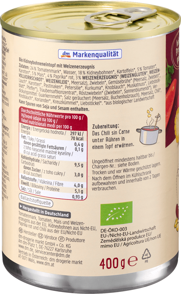 dmBio Chili sin Carne, 400 g