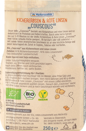 Couscous, Kichererbsen & Rote Linsen, 250 g