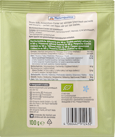 Cracker, Kichererbse mit Schnittlauch, 100 g