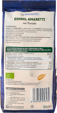 Dinkel Amaretti mit Mandeln, 125 g