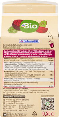 Direktsaft, Rote Bete, 0,5 l
