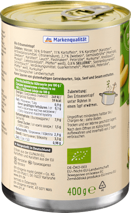 Eintopf, Erbsen mit Gemüse, 400 g