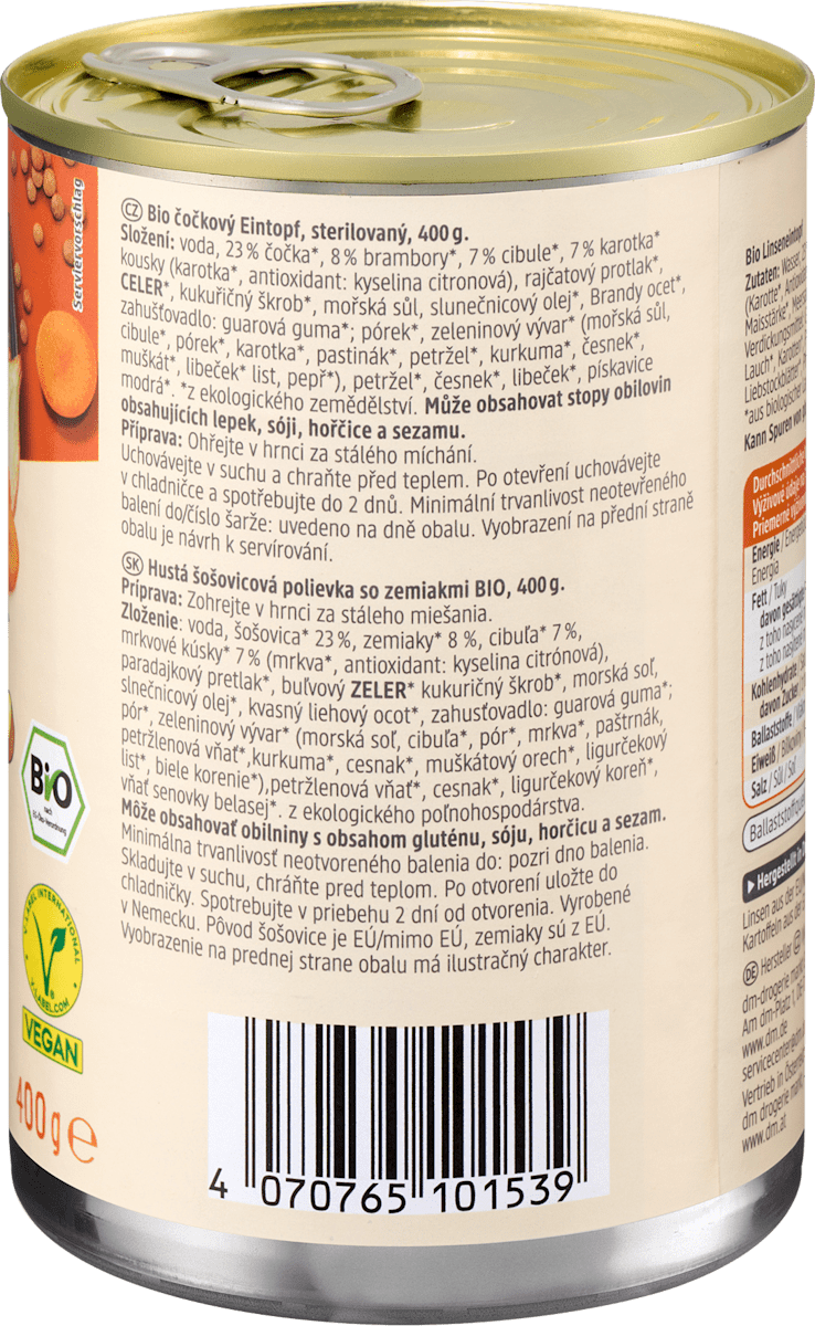 dmBio Eintopf, Linsen mit Kartoffeln, 400 g