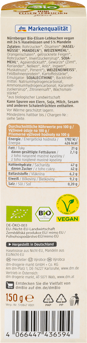 dmBio Elisen Lebkuchen mini, 150 g