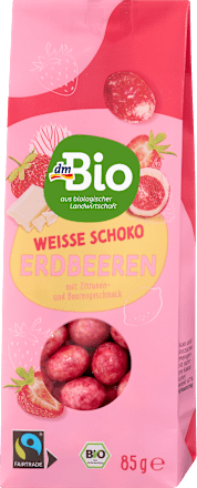 Erdbeeren in weißer Zitronenschokolade mit Beerenpulver, 85 g