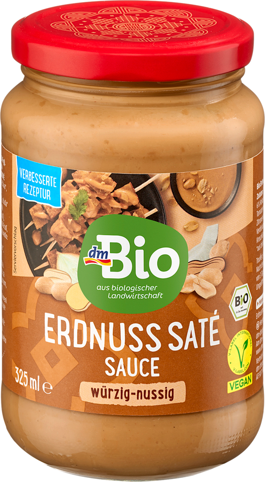 Sauce saté aux cacahuètes dmBio, 325 ml