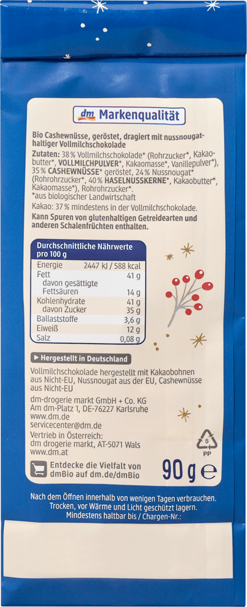 dmBio Feine Nougat Cashews, 90 g