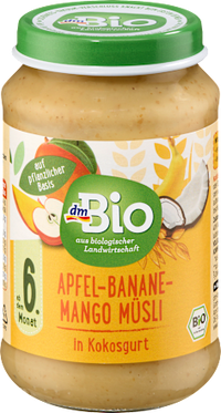 Frucht & Getreide Apfel, Banane, Mango Müsli in Kokos, ab dem 6. Monat, 190 g