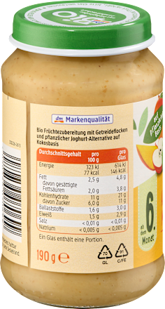 Frucht & Getreide Apfel, Banane, Mango Müsli in Kokos, ab dem 6. Monat, 190 g