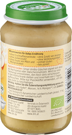 Frucht & Getreide Apfel-Mango mit Dinkelgrieß ab dem 5. Monat, 190 g