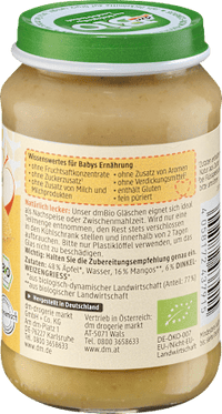 Frucht & Getreide Apfel-Mango mit Dinkelgrieß ab dem 5. Monat, 190 g