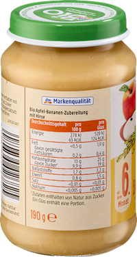 Frucht & Getreide Apfel mit Banane und Hirse ab dem 6. Monat, 190 g