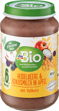 Frucht & Getreide Heidelbeere, Kokosmilch in Apfel mit Vollkorn, ab dem 6.Monat, 190 g
