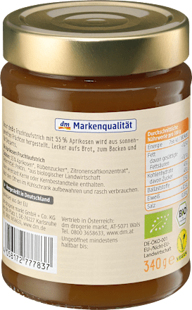 Fruchtaufstrich, Aprikose 55% Frucht, 340 g