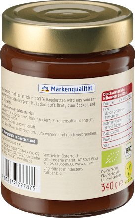 Fruchtaufstrich, Hagebutte 55% Frucht, 340 g