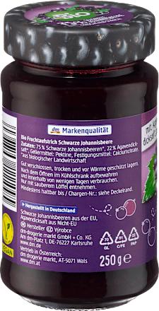 Fruchtaufstrich, Schwarze Johannisbeere 75% Frucht, 250 g