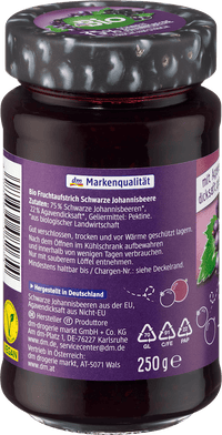 dmBio Fruchtaufstrich, Schwarze Johannisbeere 75% Frucht, 250 g