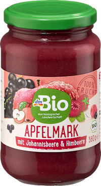 Fruchtmark Apfel mit Johannisbeere & Himbeere, 360 g