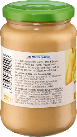 Fruchtmark Quitte, Birne & Banane, 360 g