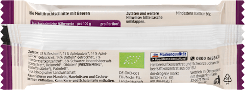 Fruchtriegel, Himbeer Cassis, 40 g
