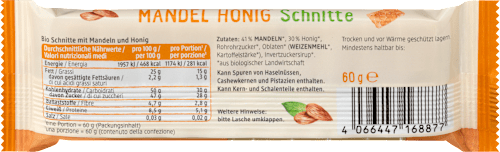 Fruchtriegel, Mandel Honig, 60 g