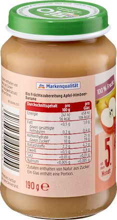 Früchte Apfel-Himbeer-Banane ab dem 5. Monat, 190 g