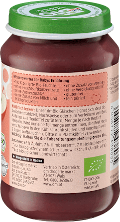 Früchte Apfel-Himbeere-Heidelbeere ab dem 5. Monat, 190 g