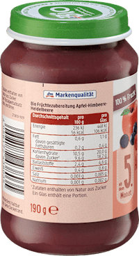 Früchte Apfel-Himbeere-Heidelbeere ab dem 5. Monat, 190 g