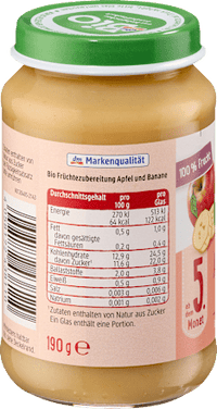 Früchte Apfel mit Banane ab dem 5. Monat, 190 g